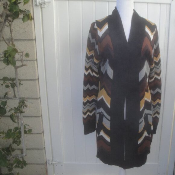Missoni Cardigan Chevron Design Open Rayon Quality Knit Sweater Size Med - Picture 1 of 11